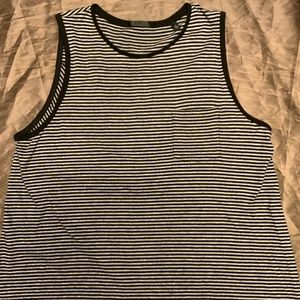 ATM Anthony Thomas Melillo Stripe Jersey Tank - Black/ Grey Large
